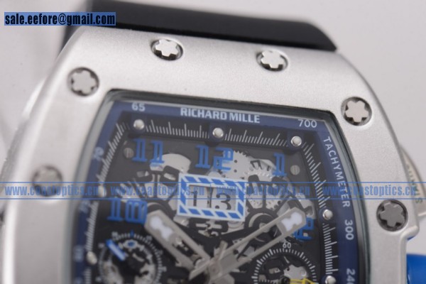 Richard Mille RM011-FM Replica Watch Steel Blue Markers Black Rubber
